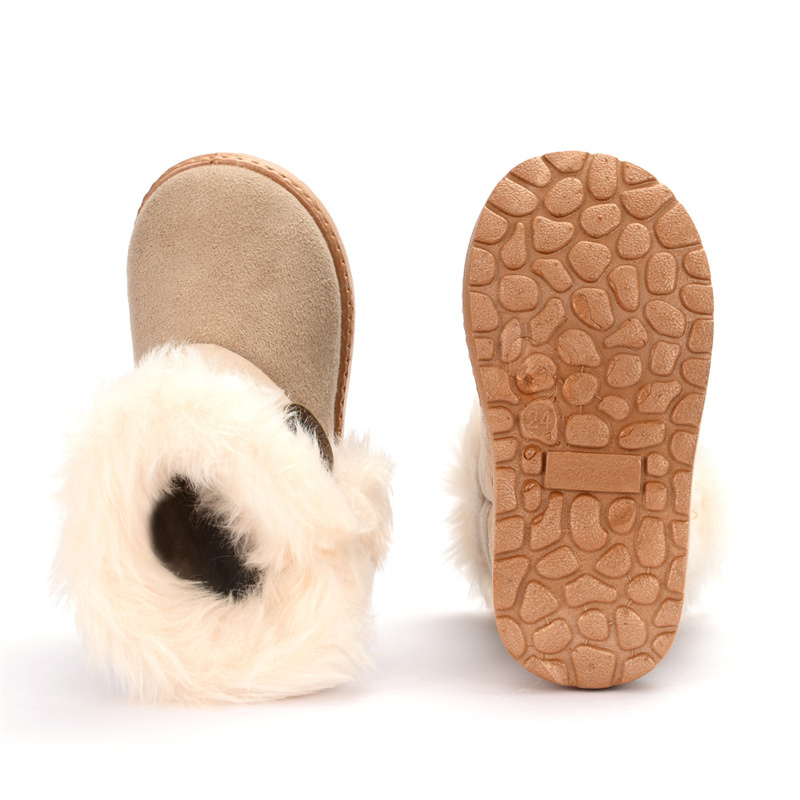 Bottes d’Hiver en Peluche pour Enfants Pantoufles Doublées de Laine