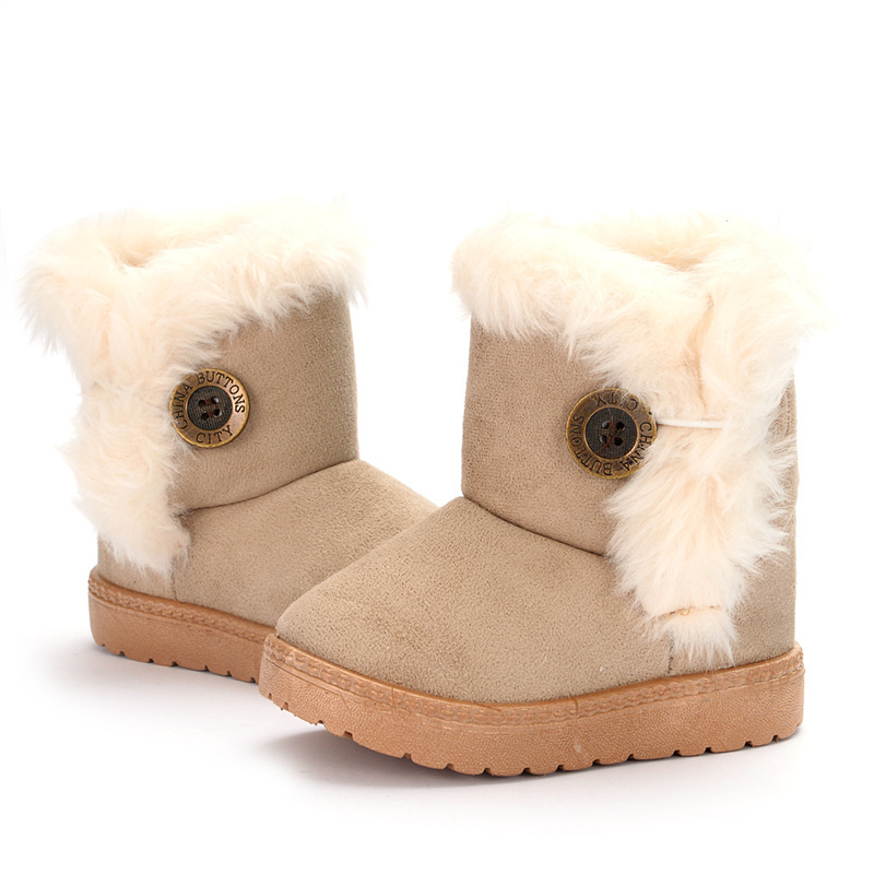 Bottes d’Hiver en Peluche pour Enfants Pantoufles Doublées de Laine