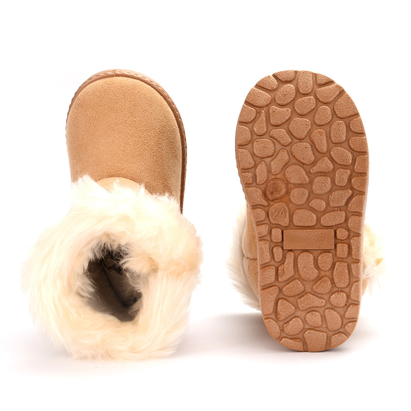 Bottes d’Hiver en Peluche pour Enfants Pantoufles Doublées de Laine