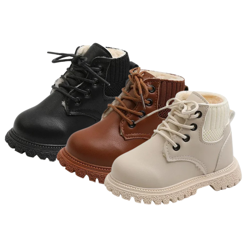 Bottes de Combat en Cuir pour Enfant Doublées en Peluche