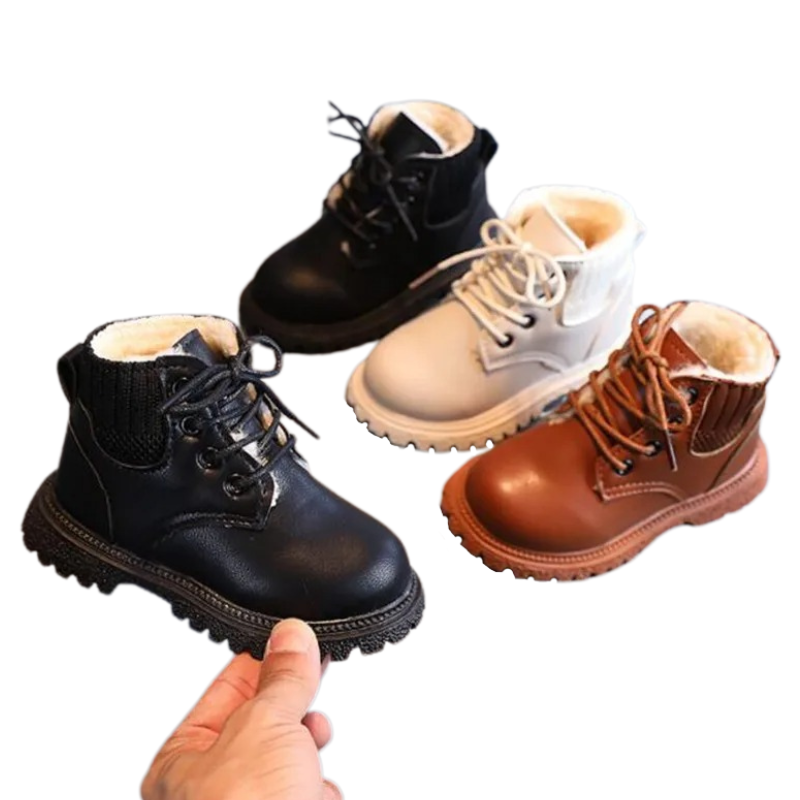 Bottes de Combat en Cuir pour Enfant Doublées en Peluche