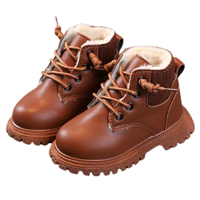 Bottes de Combat en Cuir pour Enfant Doublées en Peluche