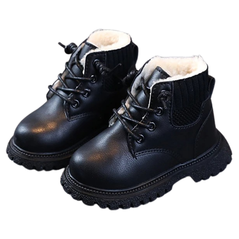 Bottes de Combat en Cuir pour Enfant Doublées en Peluche