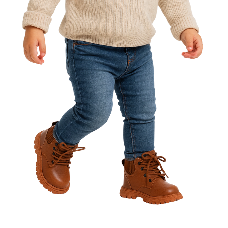 Bottes de Combat en Cuir pour Enfant Doublées en Peluche