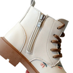 Bottes en Cuir PU pour Fille avec Fermeture Éclair Latérale et Motif Cerises