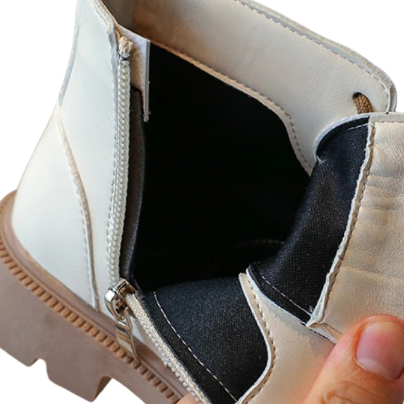 Bottes en Cuir PU pour Fille avec Fermeture Éclair Latérale et Motif Cerises
