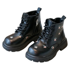 Bottes en Cuir PU pour Fille avec Fermeture Éclair Latérale et Motif Cerises