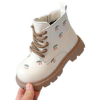 Bottes en Cuir PU pour Fille avec Fermeture Éclair Latérale et Motif Cerises