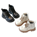 Bottes en Cuir PU pour Fille avec Fermeture Éclair Latérale et Motif Cerises