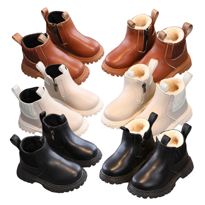 Bottines Enfant à Tige Courte avec Fermeture Éclair Latérale