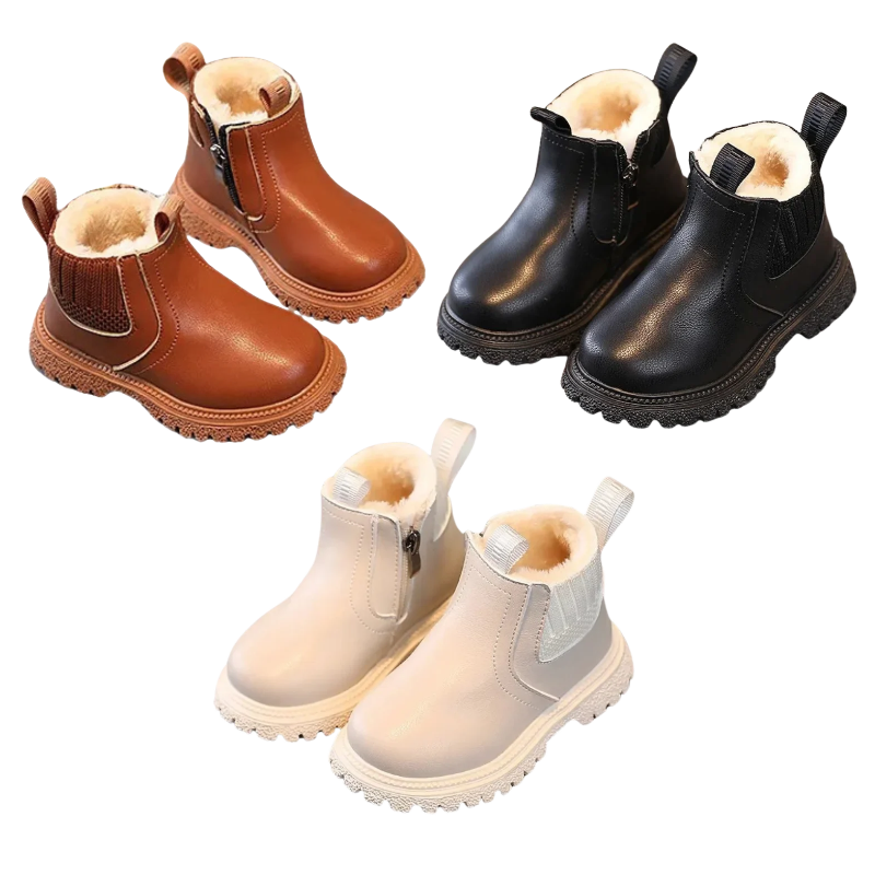 Bottines Enfant à Tige Courte avec Fermeture Éclair Latérale