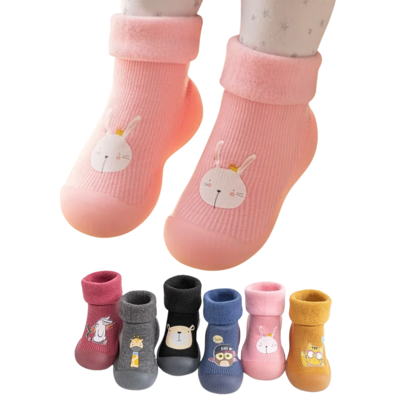Chaussons-Chaussettes Antidérapants pour Enfants avec Motifs Animés