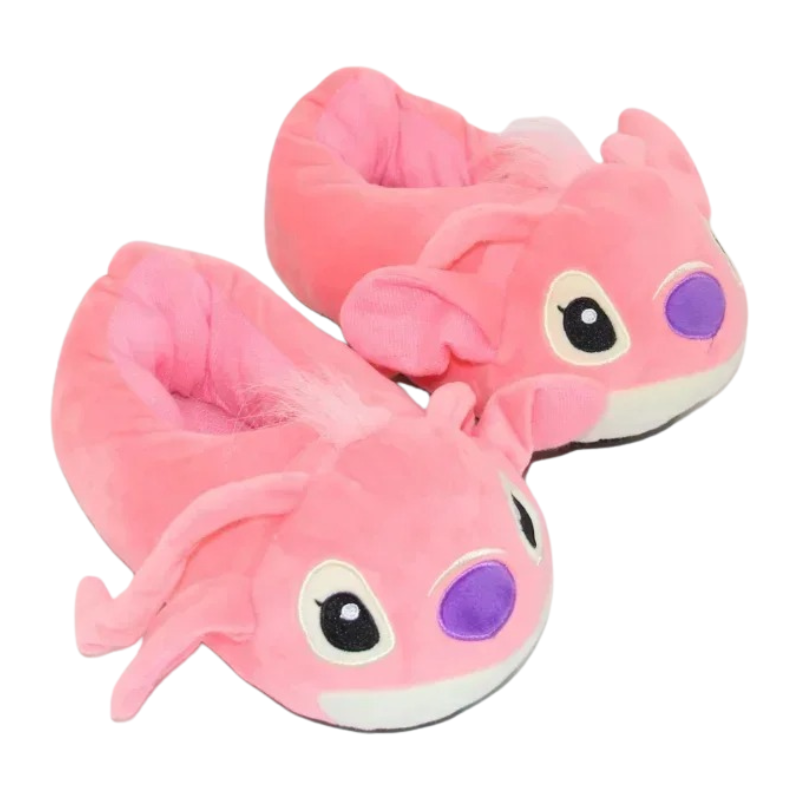 Chaussons Enfant Peluche – Petit Monstre Kawaii Bleu & Rose