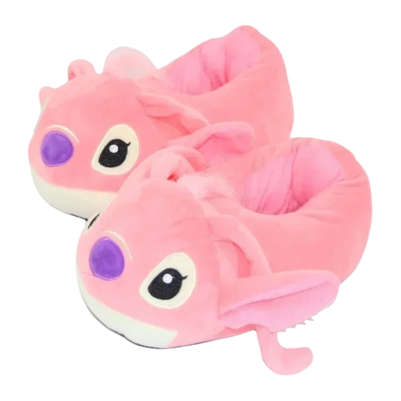 Chaussons Enfant Peluche – Petit Monstre Kawaii Bleu & Rose