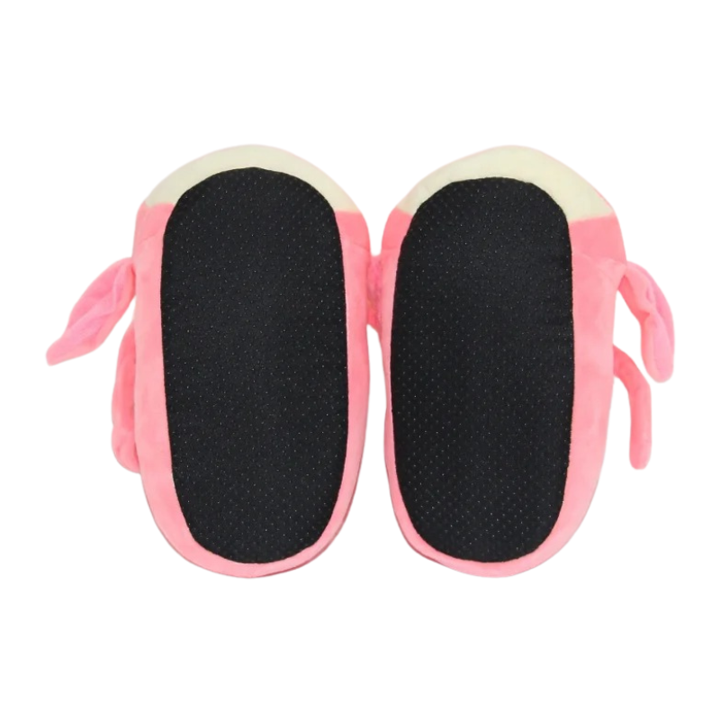Chaussons Enfant Peluche – Petit Monstre Kawaii Bleu & Rose