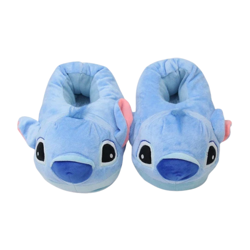 Chaussons Enfant Peluche – Petit Monstre Kawaii Bleu & Rose