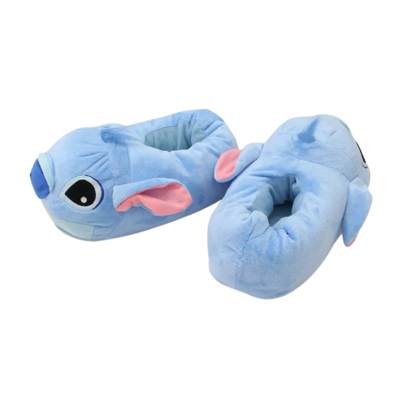 Chaussons Enfant Peluche – Petit Monstre Kawaii Bleu & Rose