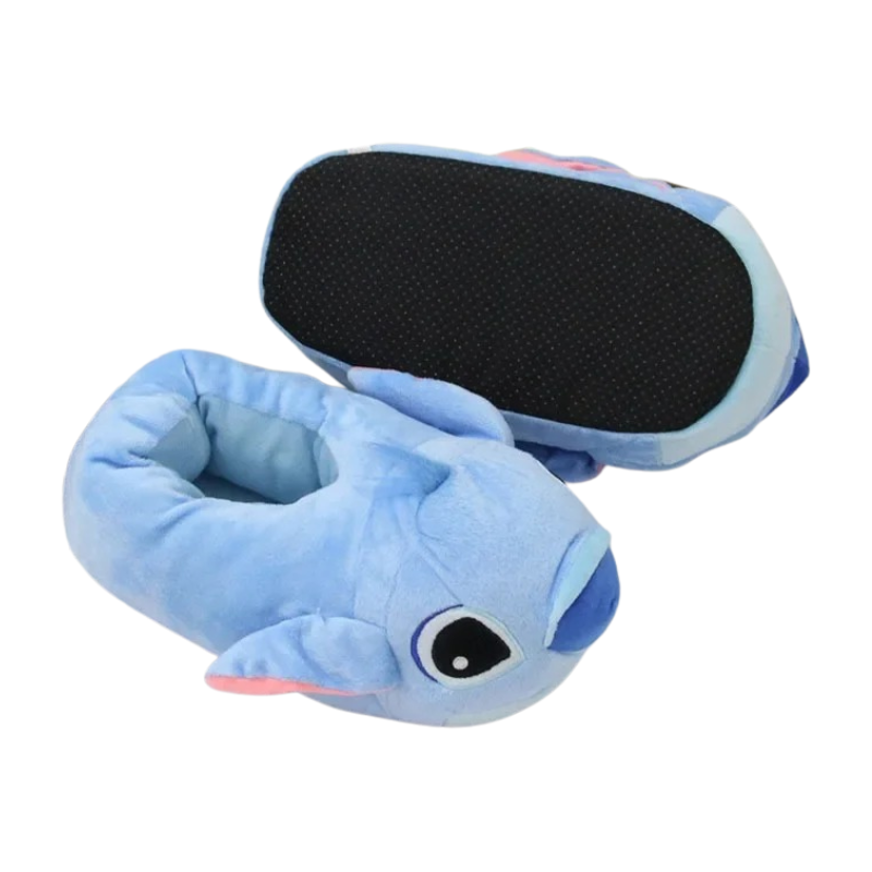 Chaussons Enfant Peluche – Petit Monstre Kawaii Bleu & Rose