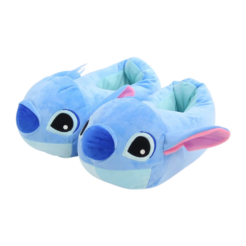 Chaussons Enfant Peluche – Petit Monstre Kawaii Bleu & Rose