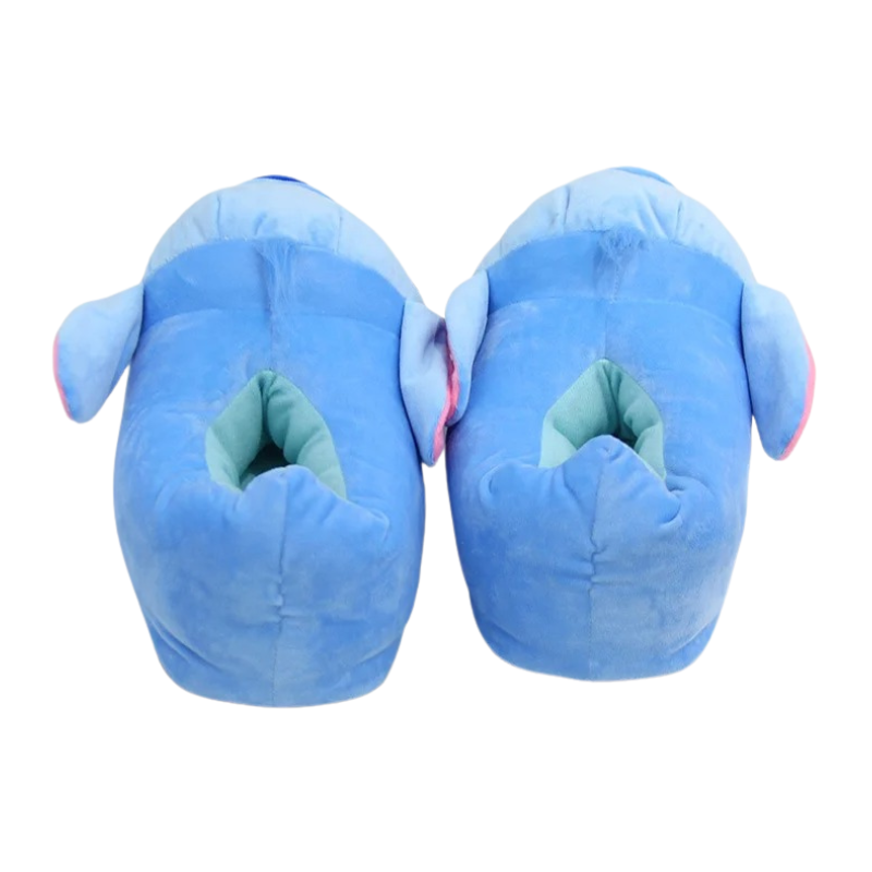 Chaussons Enfant Peluche – Petit Monstre Kawaii Bleu & Rose