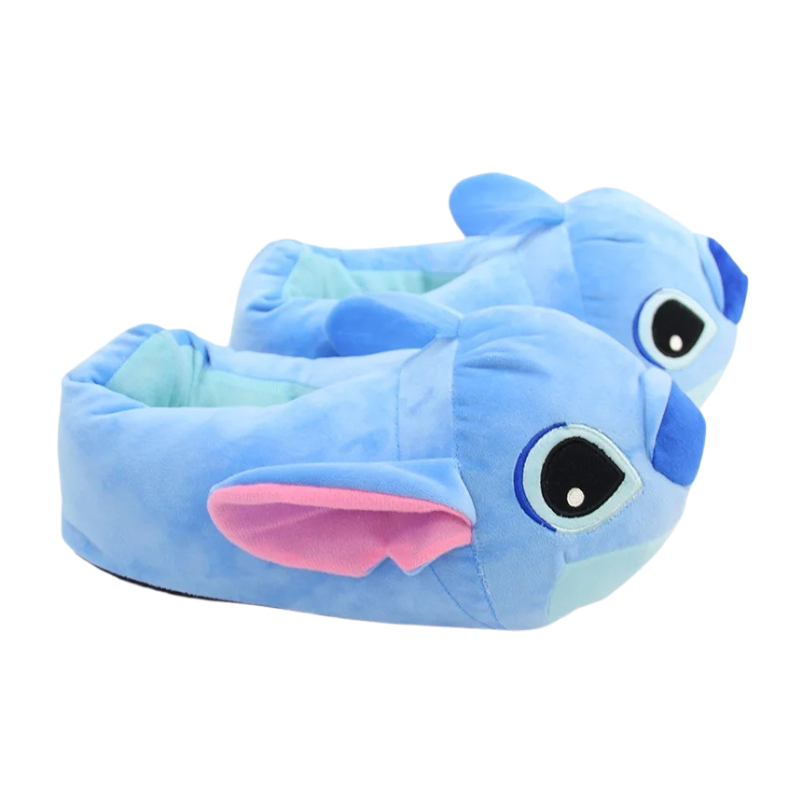Chaussons Enfant Peluche – Petit Monstre Kawaii Bleu & Rose