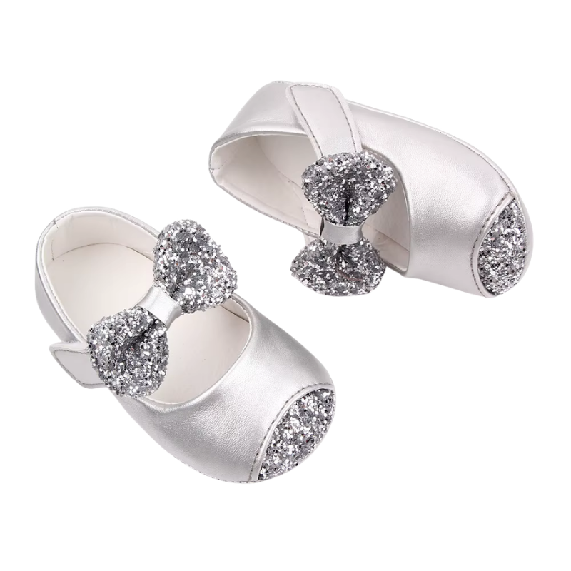 Chaussures Bébé Fille à Nœud Pailleté – Babies de Cérémonie