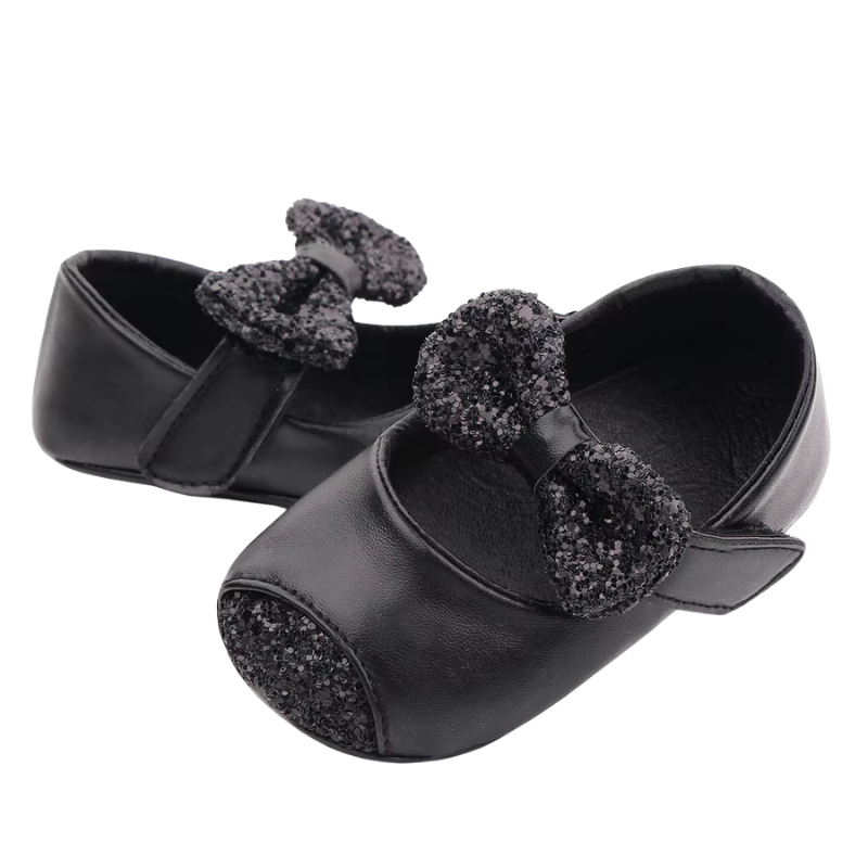 Chaussures Bébé Fille à Nœud Pailleté – Babies de Cérémonie
