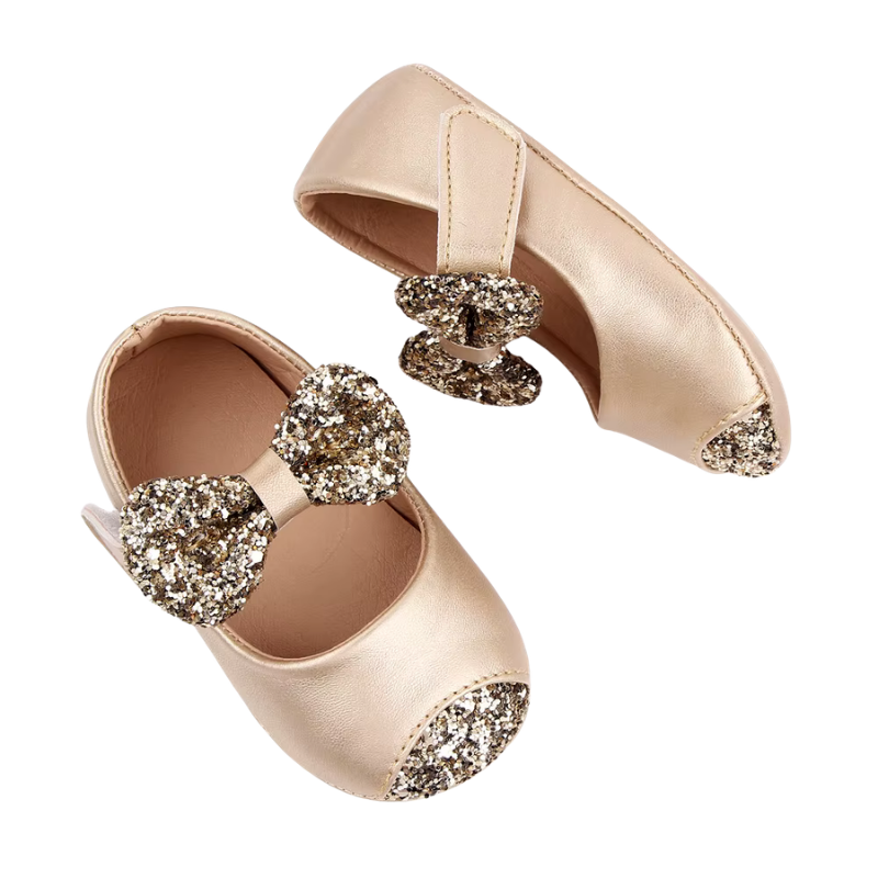 Chaussures Bébé Fille à Nœud Pailleté – Babies de Cérémonie