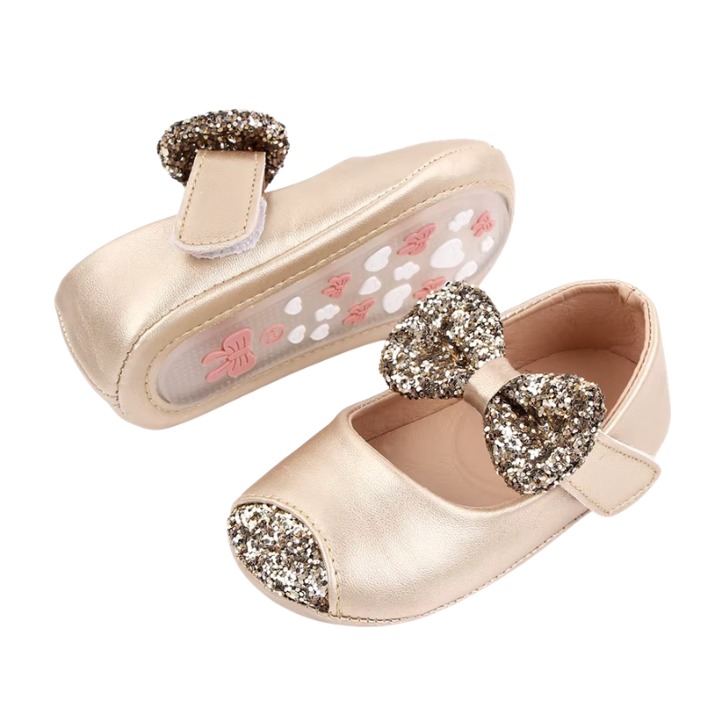 Chaussures Bébé Fille à Nœud Pailleté – Babies de Cérémonie