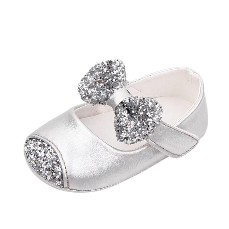 Chaussures Bébé Fille à Nœud Pailleté – Babies de Cérémonie