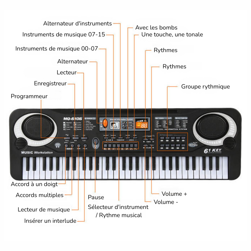 Clavier Électronique avec Microphone pour Enfants