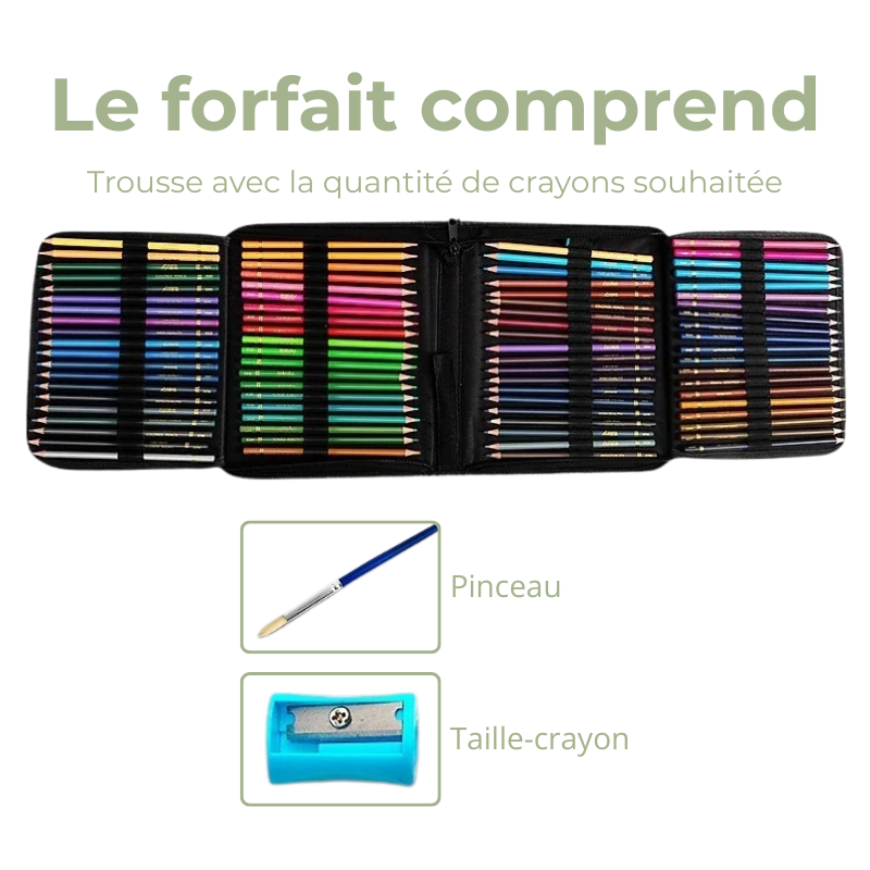 Coffret Professionnel de Crayons de Couleur Aquarelle avec Trousse