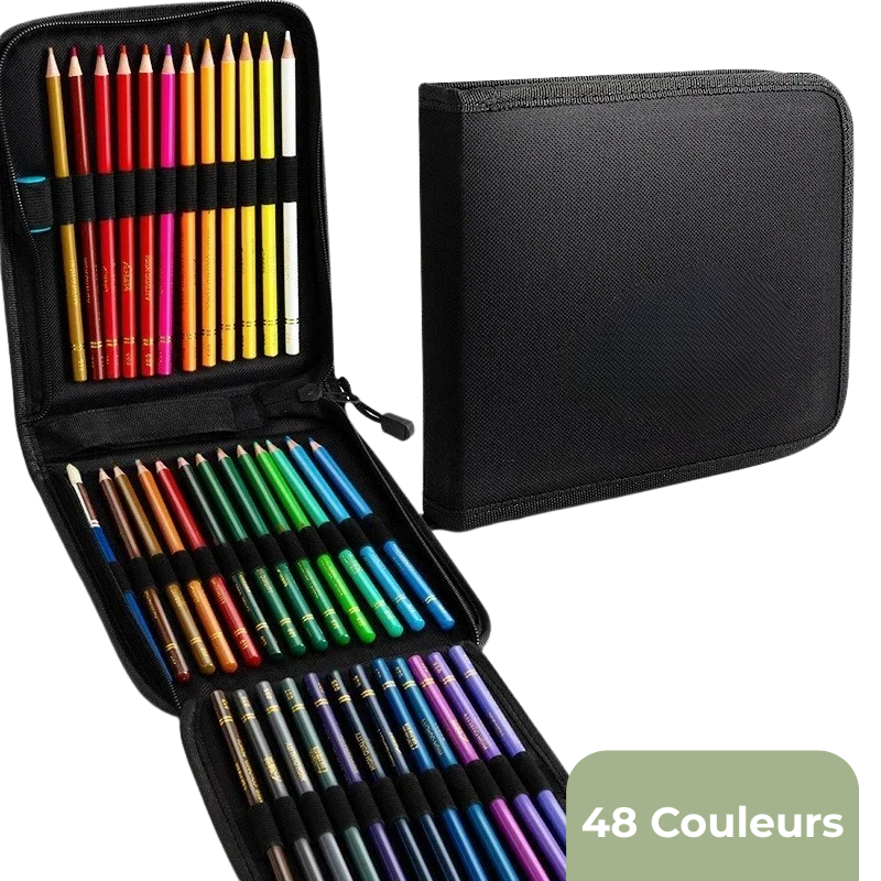 Coffret Professionnel de Crayons de Couleur Aquarelle avec Trousse