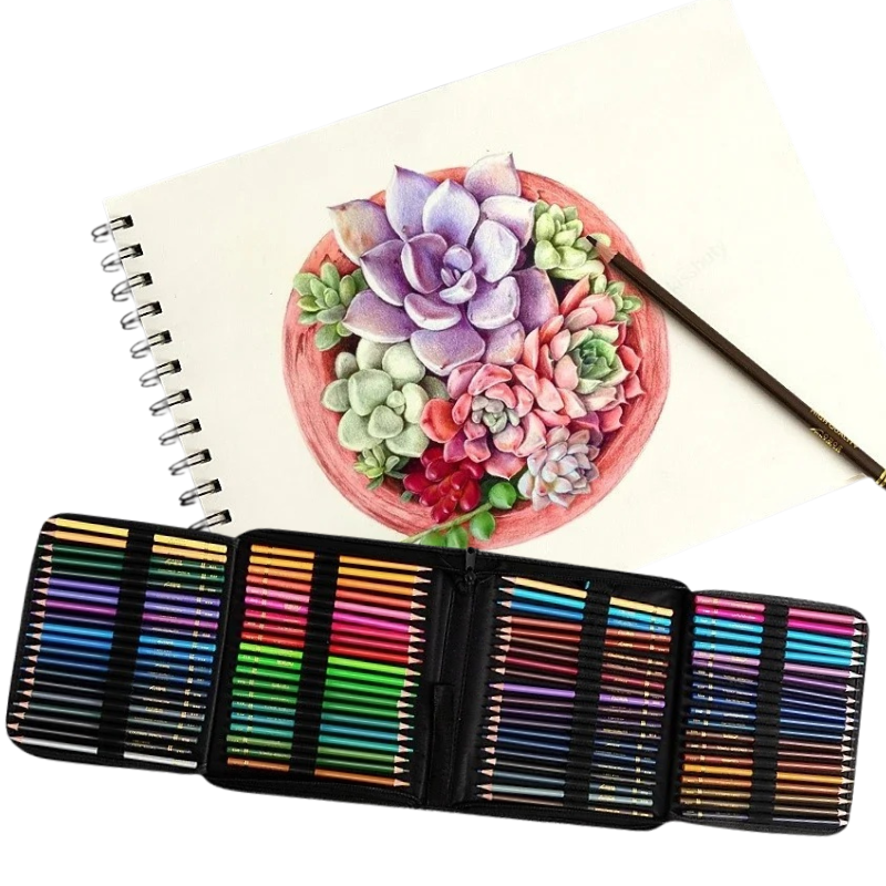 Coffret Professionnel de Crayons de Couleur Aquarelle avec Trousse