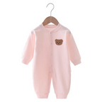 Combinaison Bébé Nouveau-né Manches Longues Ourson avec Fermeture à Boutons