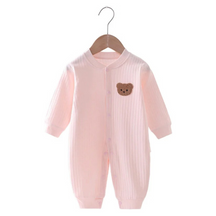 Combinaison Bébé Nouveau-né Manches Longues Ourson avec Fermeture à Boutons