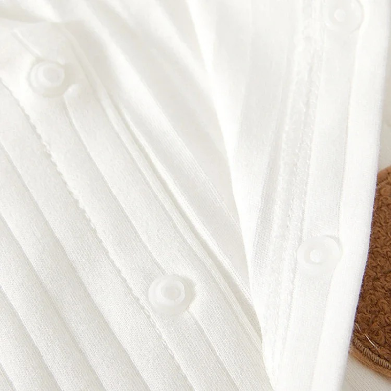 Combinaison Bébé Nouveau-né Manches Longues Ourson avec Fermeture à Boutons