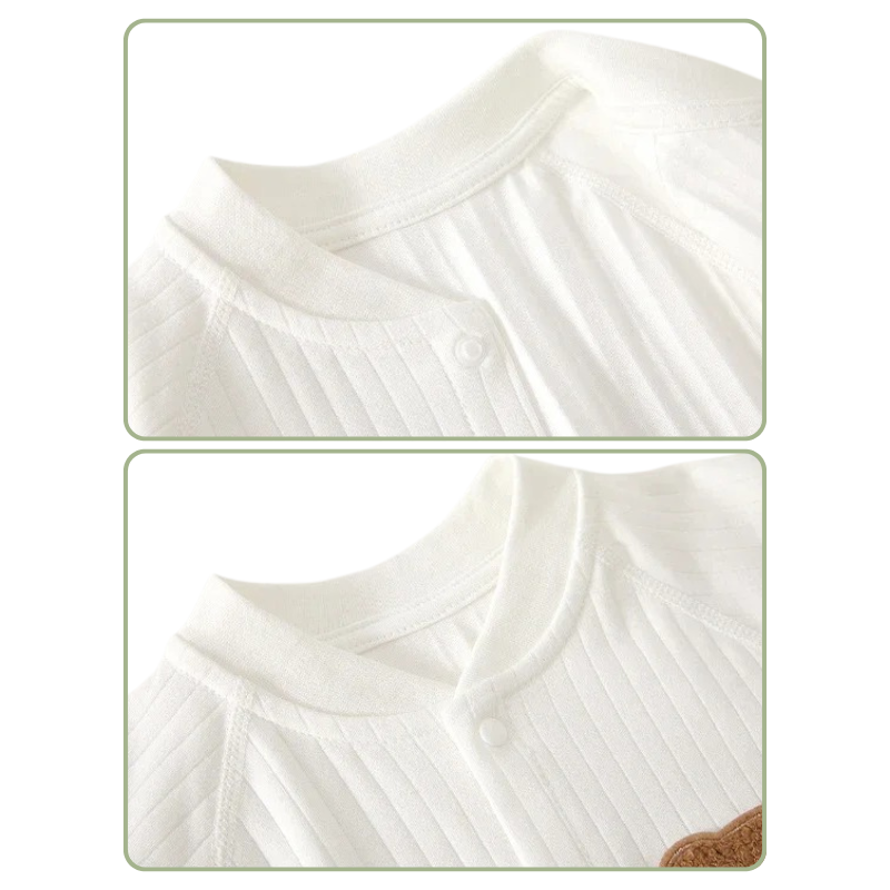 Combinaison Bébé Nouveau-né Manches Longues Ourson avec Fermeture à Boutons