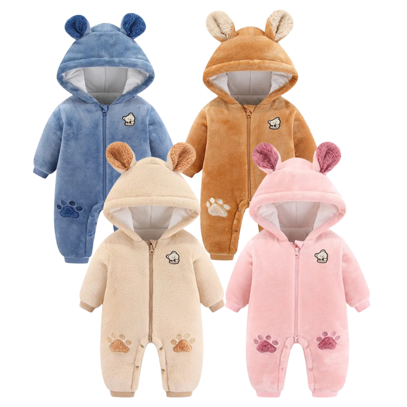 Combinaison Bébé Ourson en Peluche avec Fermeture Éclair