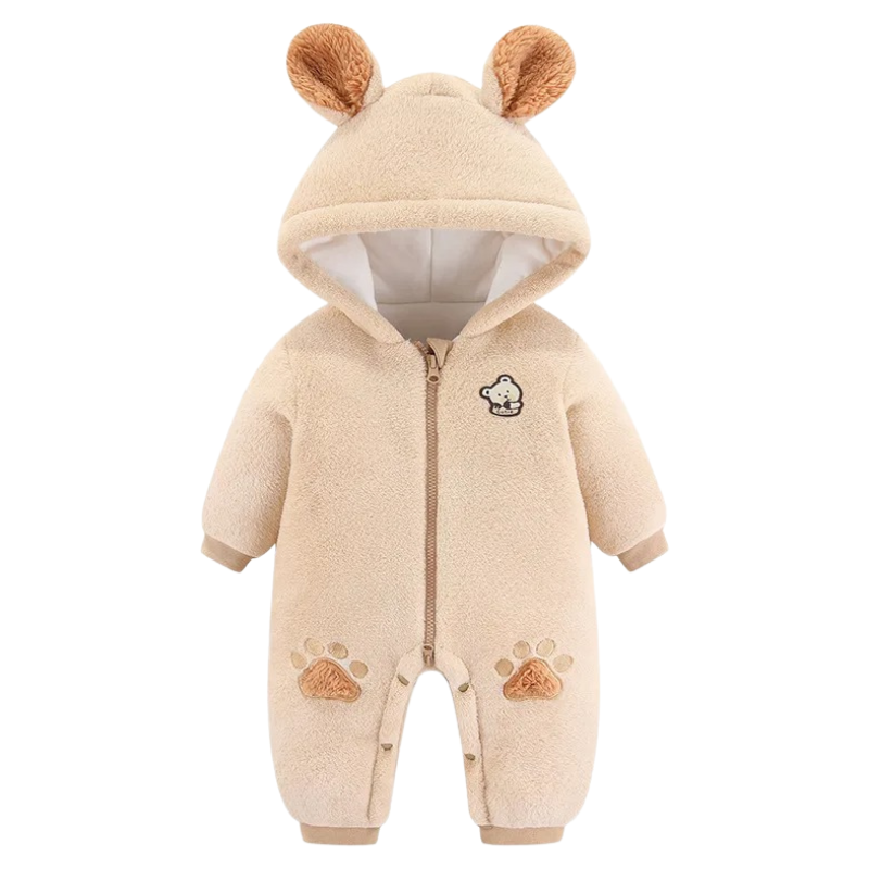 Combinaison Bébé Ourson en Peluche avec Fermeture Éclair