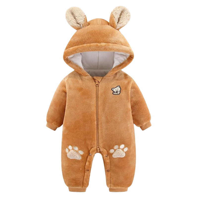 Combinaison Bébé Ourson en Peluche avec Fermeture Éclair