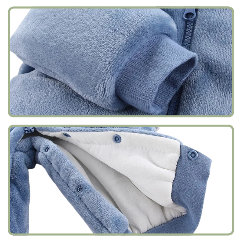 Combinaison Bébé Ourson en Peluche avec Fermeture Éclair