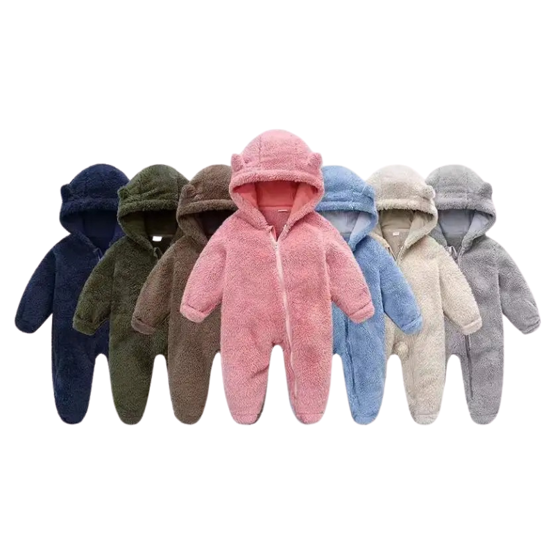 Combinaison Bébé en Peluche avec Capuche Ourson