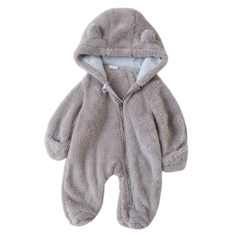 Combinaison Bébé en Peluche avec Capuche Ourson