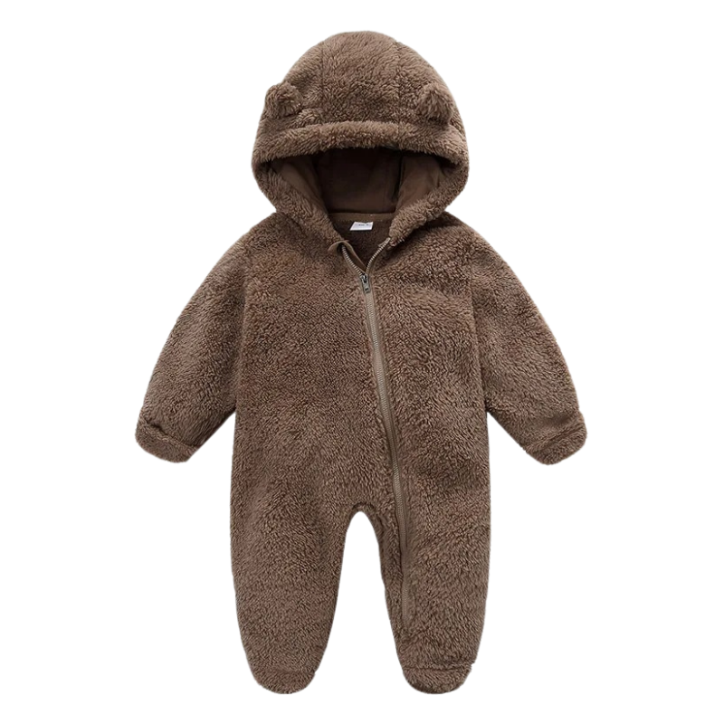 Combinaison Bébé en Peluche avec Capuche Ourson