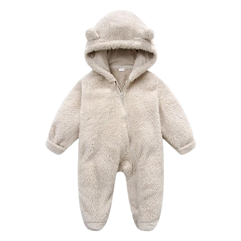 Combinaison Bébé en Peluche avec Capuche Ourson