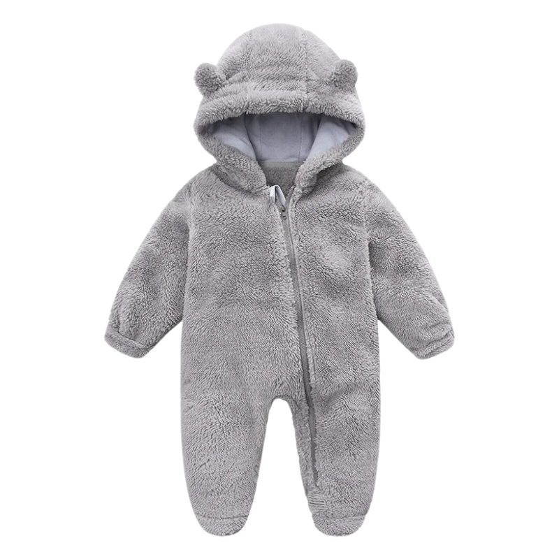 Combinaison Bébé en Peluche avec Capuche Ourson
