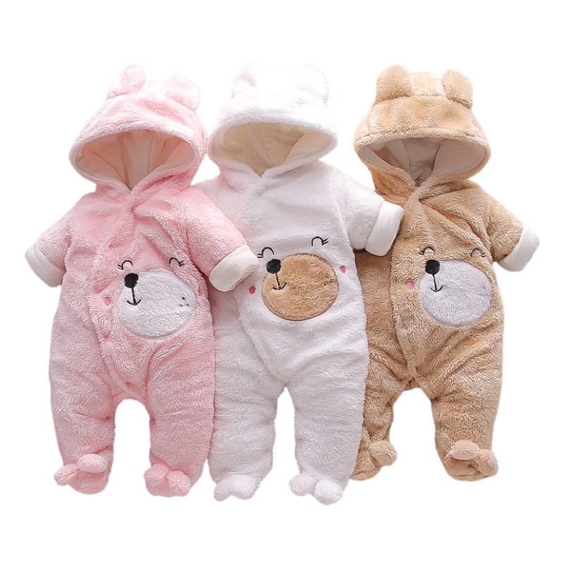 Combinaison Bébé en Peluche avec Capuche
