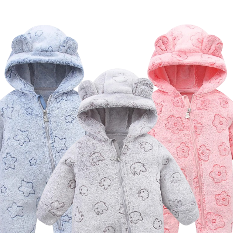Combinaison Bébé en Peluche avec Fermeture Éclair