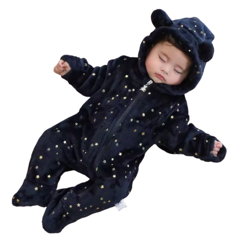 Combinaison Bébé en Peluche avec Fermeture Éclair